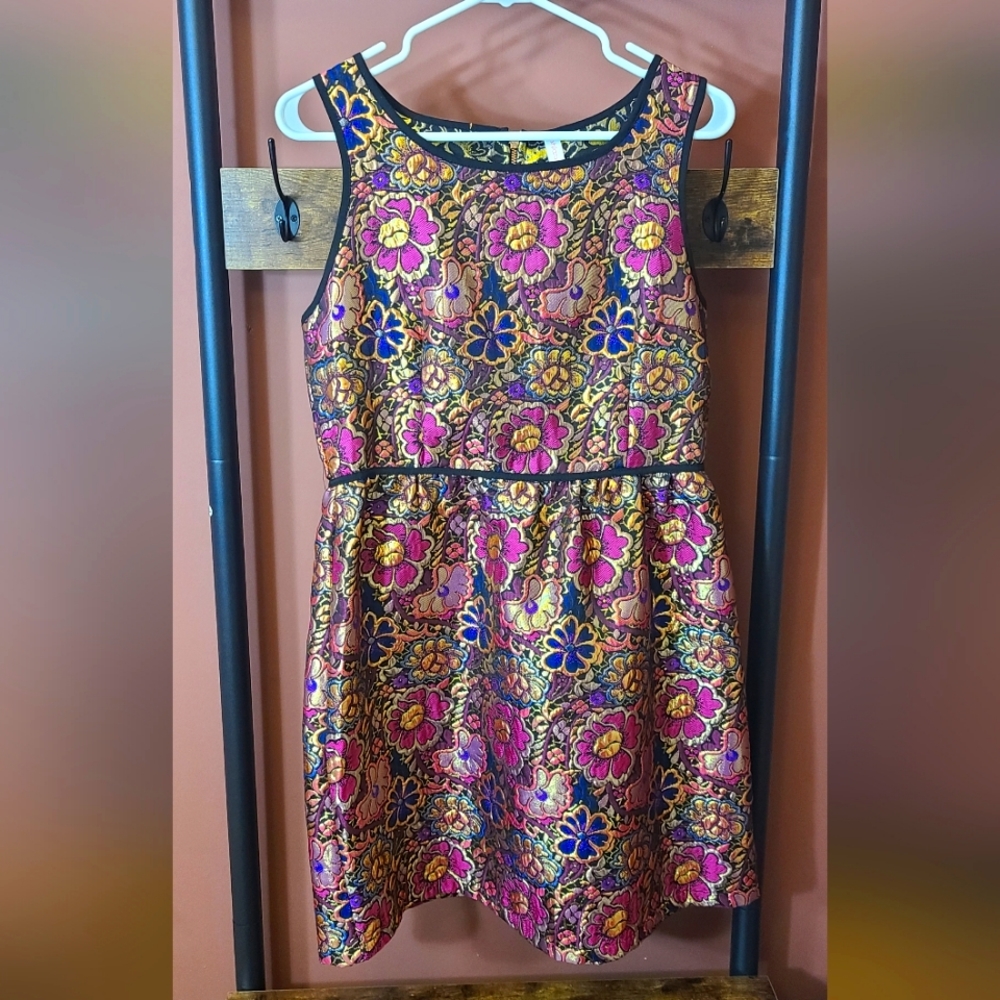 Black, fuschia, and gold lame dress size medium M
